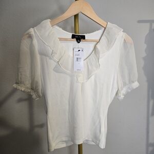 BCX Women's White Ruffle Top